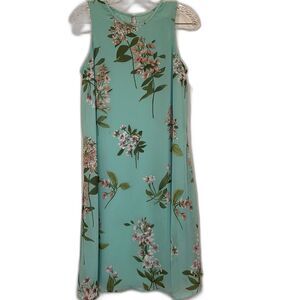 Tommy Hilfiger Women’s Teal Floral Chiffon Dress A Line Sleeveless Sz 6